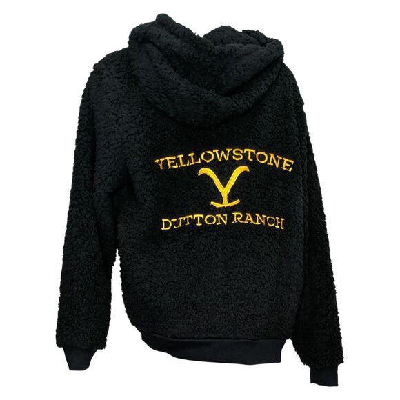 BumbleBella by Jill Martin Sherpa Zip-Up Hoodie Women's Top Sweater Sz L Black - Picture 2 of 5